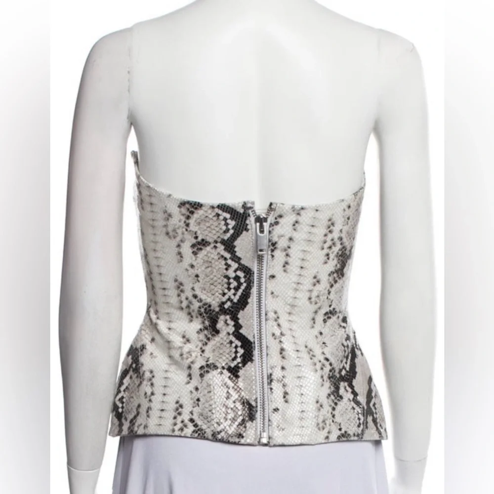 Retrofete Leather Snakeskin Print Sleeveless Corset Top - Picture 3 of 12